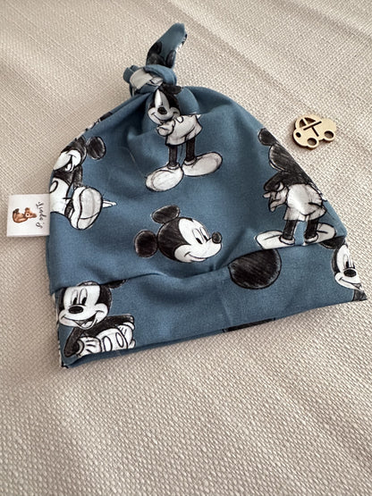 Bonnet bleu à motif mickey Oeko-tex 1-3 mois