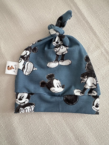 Bonnet bleu à motif mickey Oeko-tex 1-3 mois