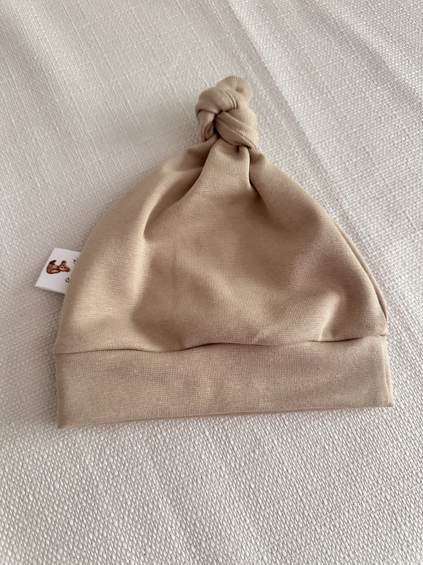 Bonnet beige clair en jersey Oeko-Tex