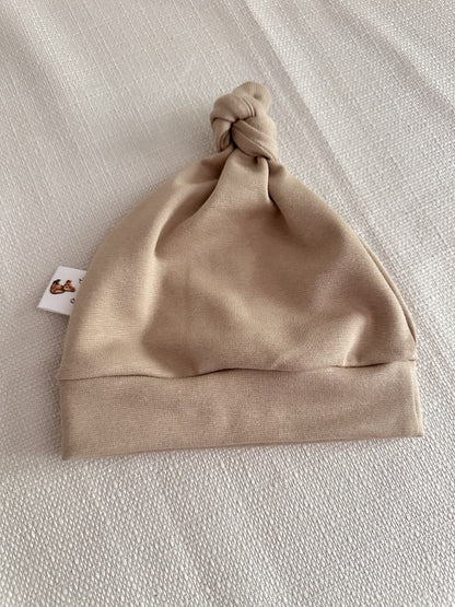 Bonnet beige clair en jersey Oeko-Tex