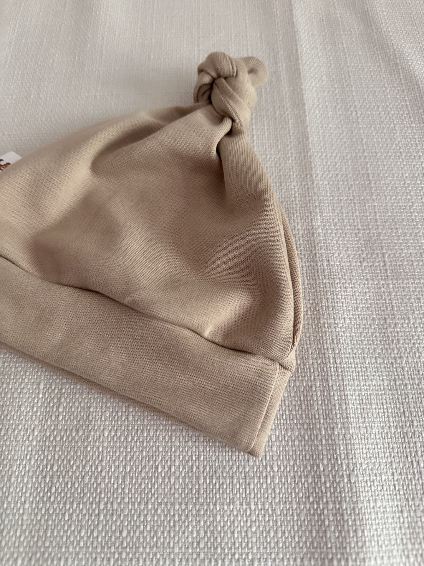Bonnet beige clair en jersey Oeko-Tex