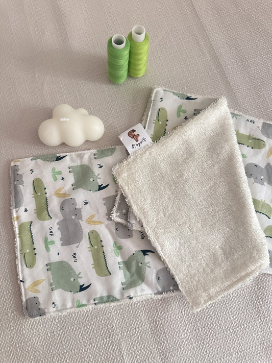 Lots de 3 lingettes à motif animaux