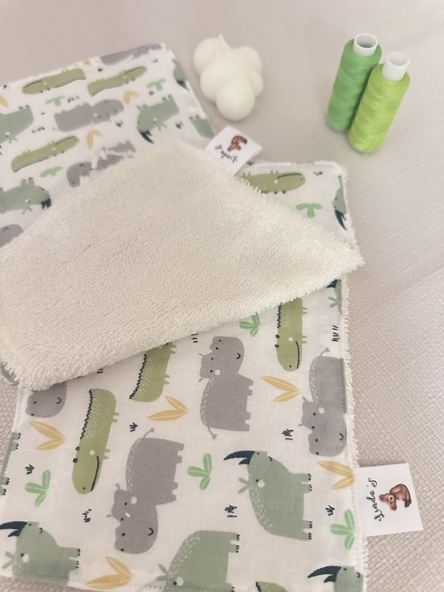 Lots de 3 lingettes à motif animaux