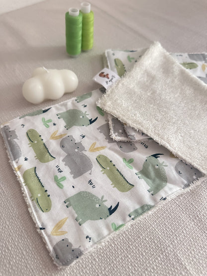Lots de 3 lingettes à motif animaux
